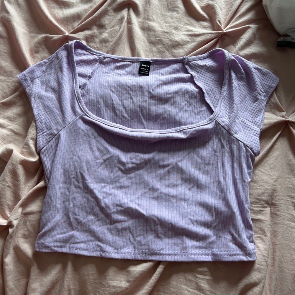 Solid, square neck cropped tee
